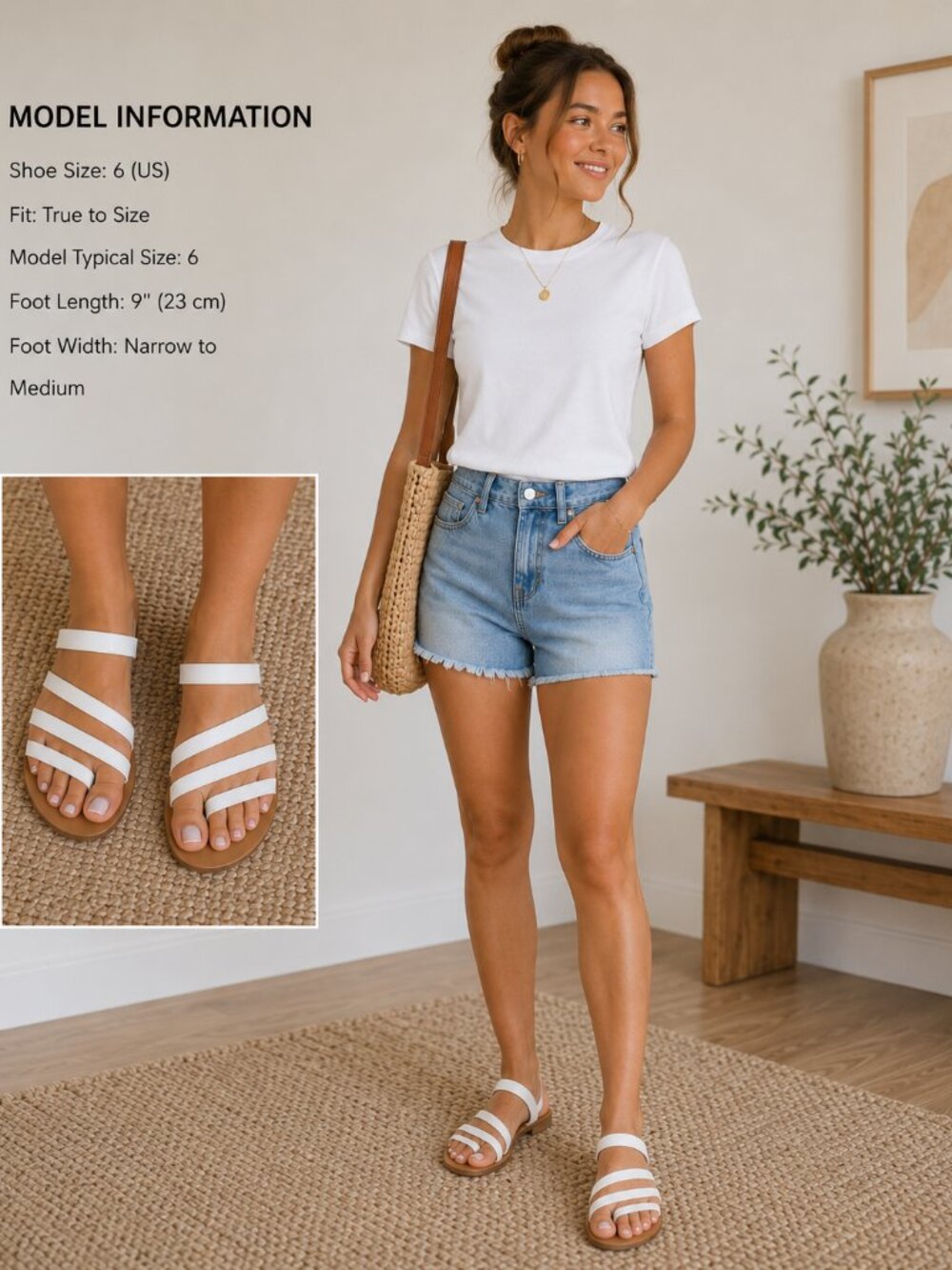 NWT - White Leather Thong Sandals